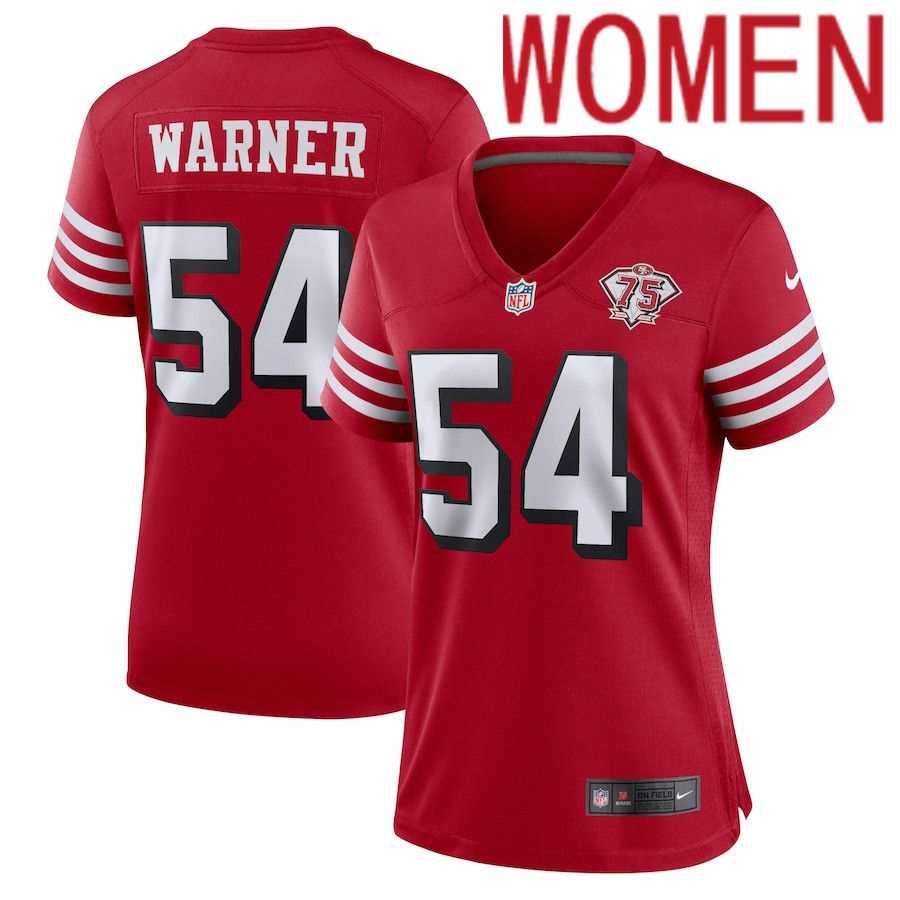 Women San Francisco 49ers #54 Fred Warner Nike Scarlet 75th Anniversary Alternate Game NFL Jersey